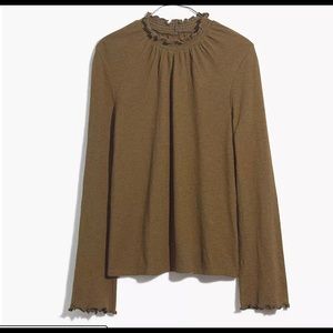 Madewell Texture & Thread Ruffled Mockneck Top- XXL
